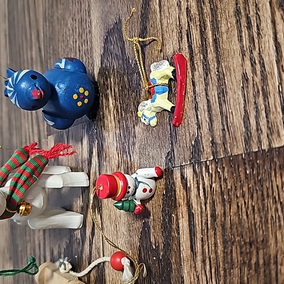 Wooden bundle Christmas ornaments Hallmark chair bird deer tiny rocking horse - Picture 3 of 16